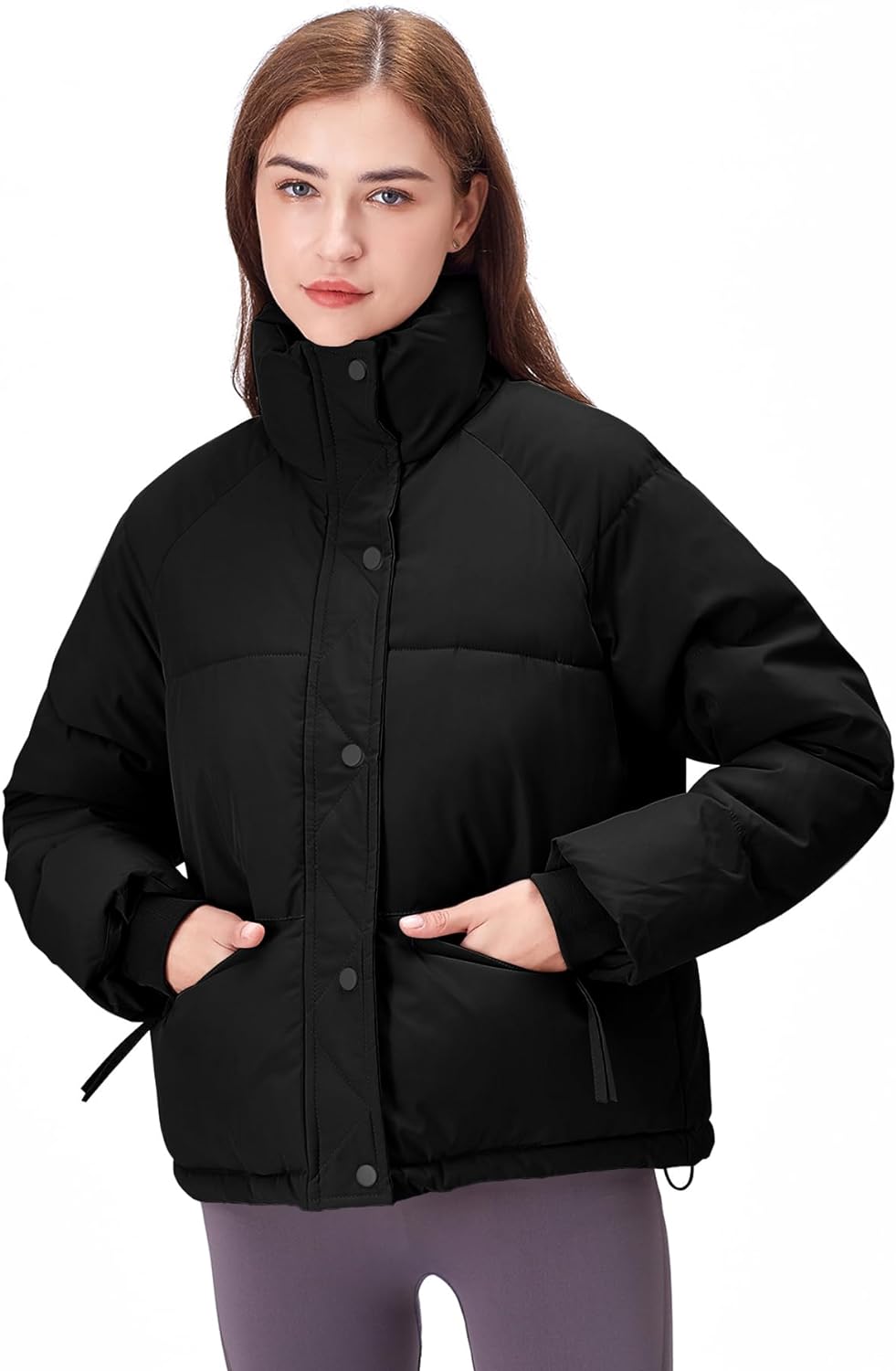 YKR Womens Winter Long Sleeve Full Zip Puffer Jacket Packable Lightweight Quilted Down Coat with Pockets