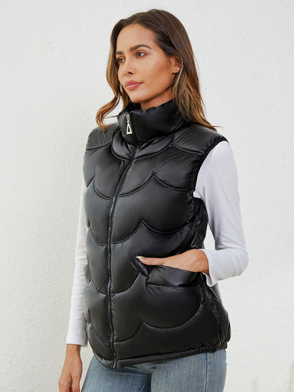 YKR Womens Puffer Vest Quilted Jacket Sleeveless Stand Collar Puffy Coat Outerwear Stand Collar Padded Gilet