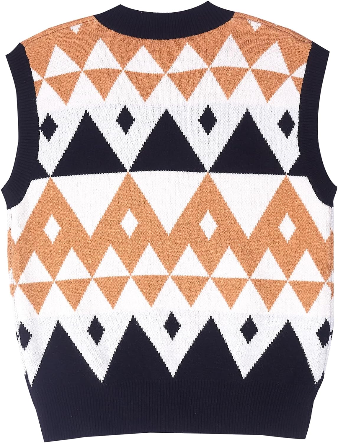 YKR Women's Sleeveless V Neck Knit Y2K Streetwear Preppy Style Loose Argyle Sweater Vest